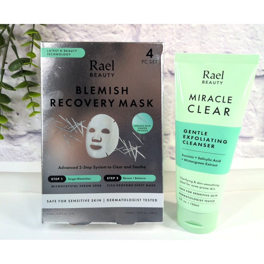 NEW LOT 2!🌿Rael Beauty Miracle Clear Exfoliating Cleanser Blemish Recovery Mask